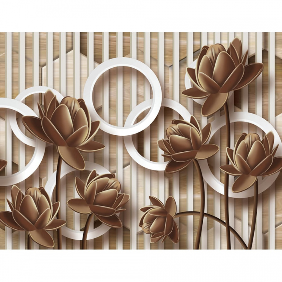 Бумажные бесшовные фотообои Verol Бумага цветы 3D