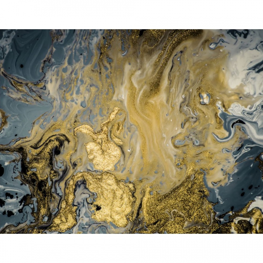 Бумажные бесшовные фотообои Verol Мрамор синий золото