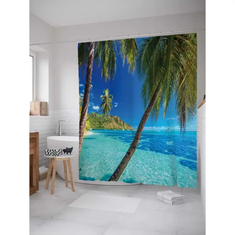 Шторка-занавеска для ванной JOYARTY Широкий пляж sc_13800