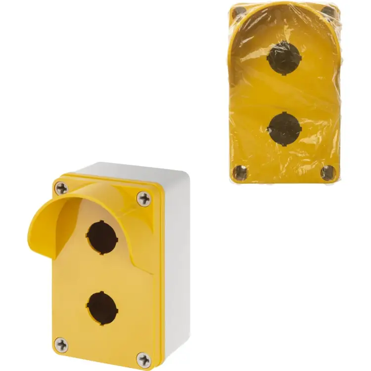 Корпус TDM ELECTRIC КП102 c козырьком для кнопок 2 места IP66 ABS желтый SQ0705-0012