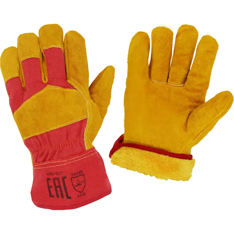 Спилковые утепленные перчатки Оберон HBC-027