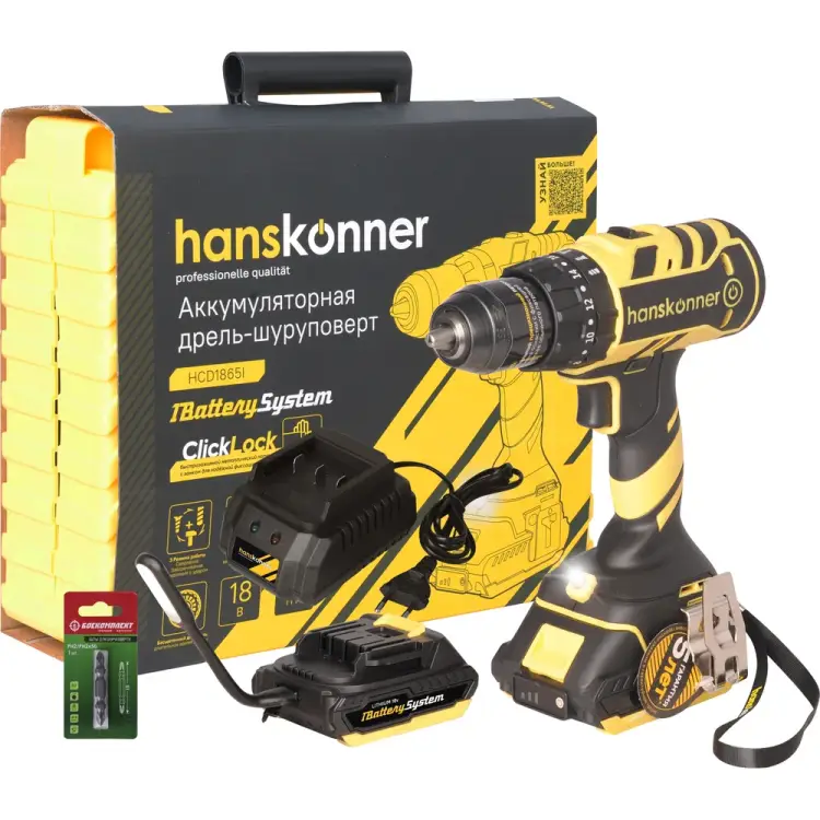 Аккумуляторный дрель-шуруповерт Hanskonner HCD1865I Аккумуляторный дрель-шуруповерт Hanskonner HCD1865I