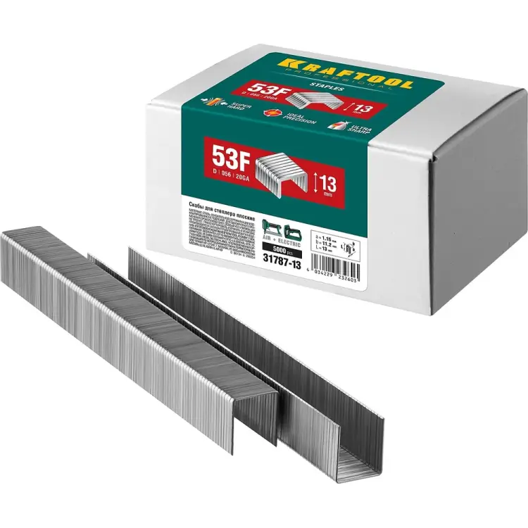 Плоские скобы для степлера KRAFTOOL тип 53F 13 мм 5000 шт. 31787-13