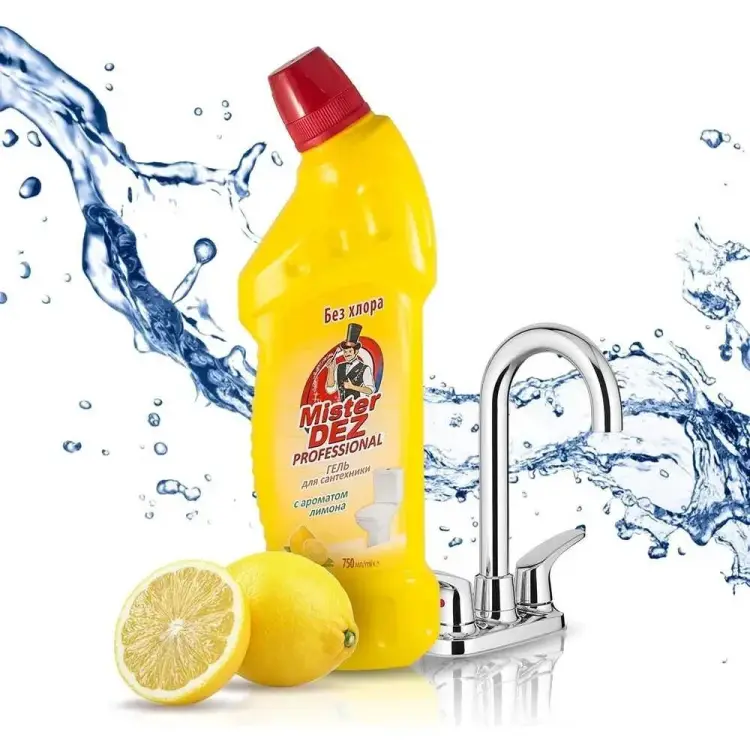 Гель для мытья сантехники Mister Dez PROFESSIONAL без хлора, с ароматом лимона, 750мл 997