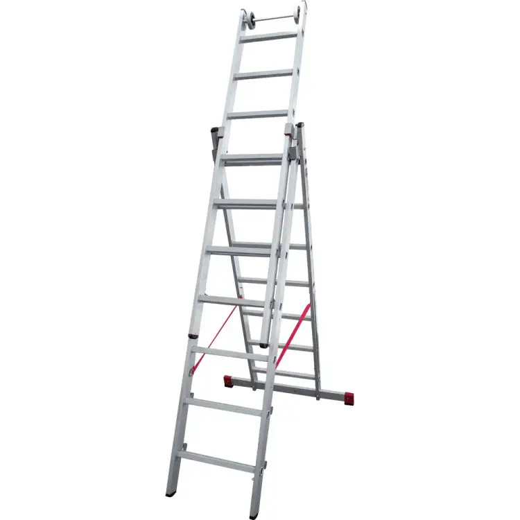 Индустриальная алюминиевая трехсекционная лестница Новая Высота 5230307
