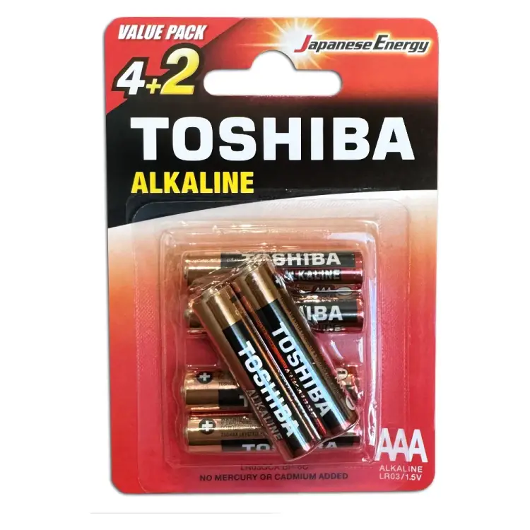 Алкалиновый элемент питания Toshiba LR03 RED 6/card 4455
