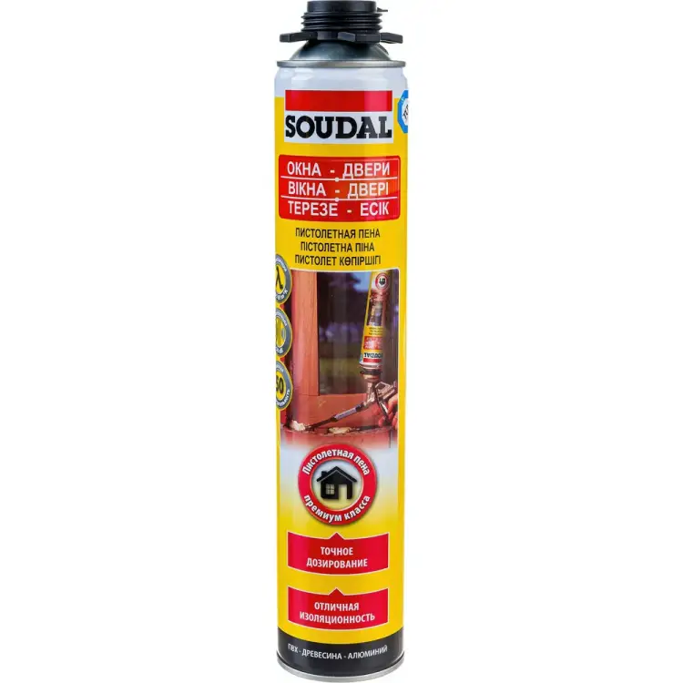 Пистолетная монтажная пена Soudal Желтая 50 113986 Пистолетная монтажная пена Soudal Желтая 50 113986