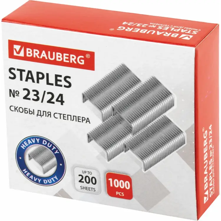 Сверхпрочные скобы для степлера BRAUBERG №23/24 1000 шт. 221165