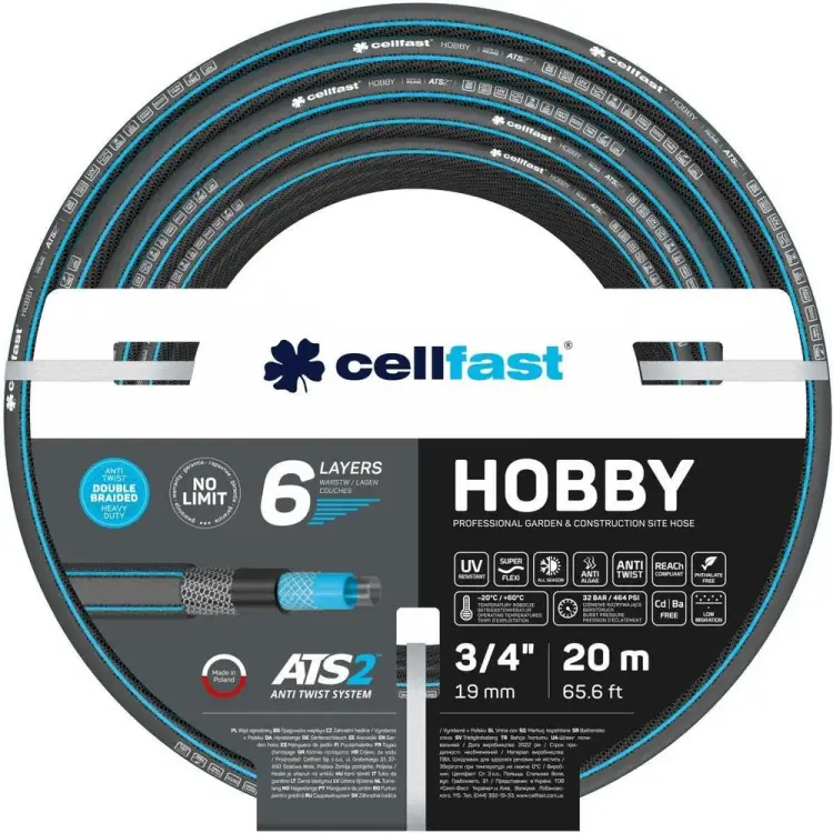 Садовый шланг Cellfast HOBBY ATS2 6 слоев, 3 16-222