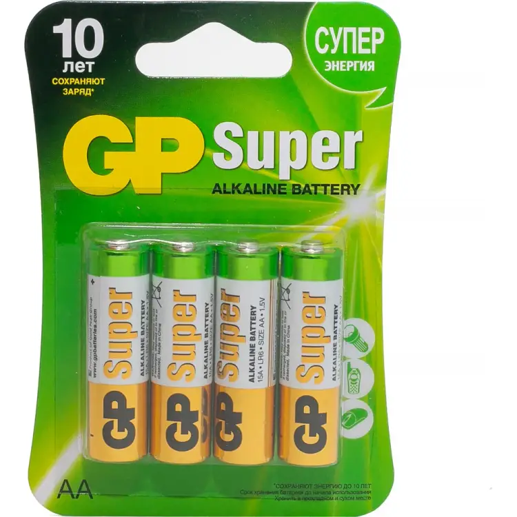 Алкалиновые батарейки GP Super Alkaline 15A-2CR4