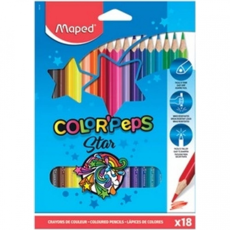 Заточенные цветные карандаши Maped Color'Peps Star