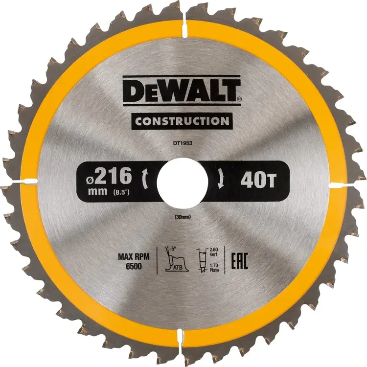 Диск пильный по дереву Dewalt CONSTRUCTION DT1953-QZ