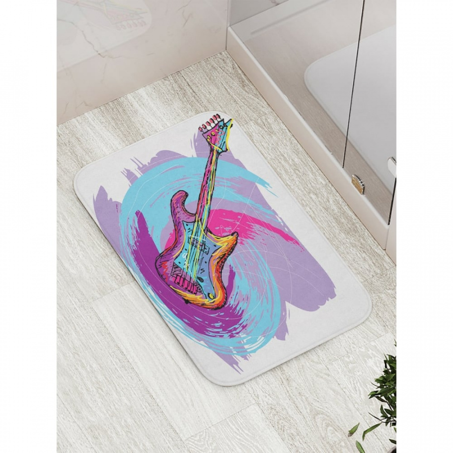 Противоскользящий коврик для ванной, сауны, бассейна JOYARTY Гитарные краски