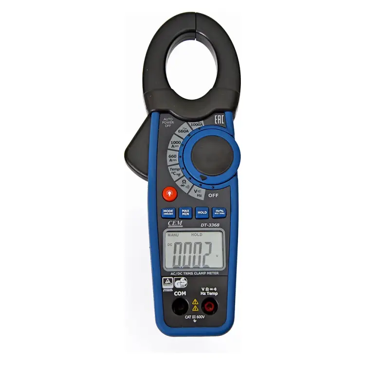 Профессиональные токовые клещи для измерения постоянного/переменного тока СЕМ DT-3368 480434