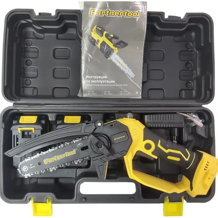 Бесщеточная аккумуляторная цепная пила PARTNERTOOL PBC-206SET Бесщеточная аккумуляторная цепная пила PARTNERTOOL PBC-206SET