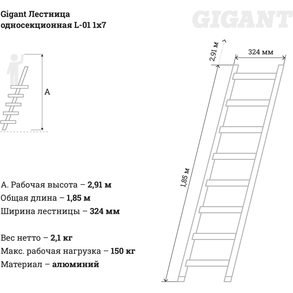 Односекционная лестница Gigant L-01