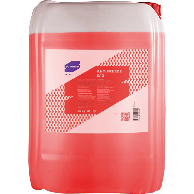Антифриз для двигателя автомобиля SotSnab G12 (красный) АНТG12кр-30.20