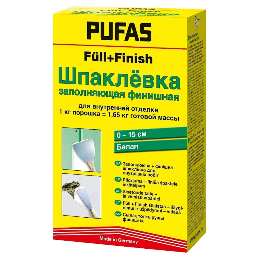 Заполняющая финишная шпаклевка Pufas FüII + Finish М 003002092 Заполняющая финишная шпаклевка Pufas FüII + Finish М 003002092