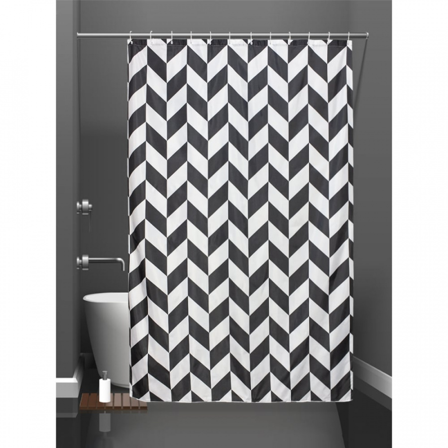 Штора для ванной Bath Plus Staggered Square black