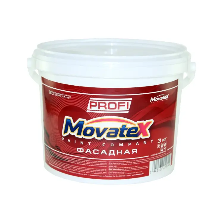 Фасадная водоэмульсионная краска Movatex PROFI Т04757 Фасадная водоэмульсионная краска Movatex PROFI Т04757