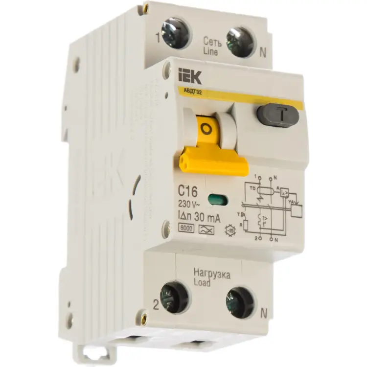 Дифференциальный автомат IEK АВДТ-32 1п+N, C, 16А, 30мА MAD22-5-016-C-30