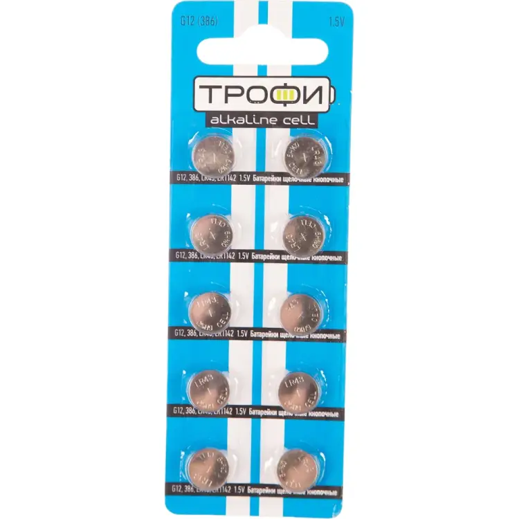 Батарейка ТРОФИ G12 386 LR1142 LR43 C0035049