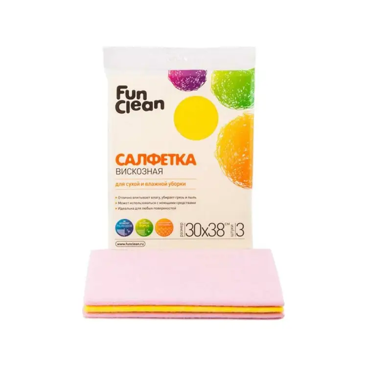 Сухая салфетка для сухой и влажной уборки Fun Clean 6459
