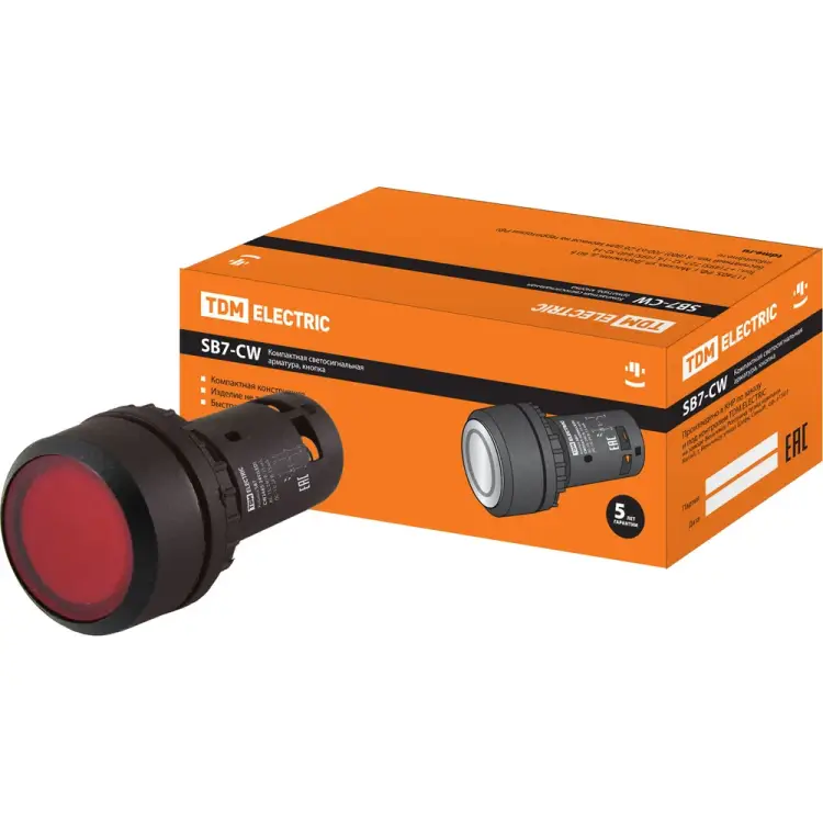 Кнопка TDM ELECTRIC sb7-cw3465-24vled SQ0746-0036