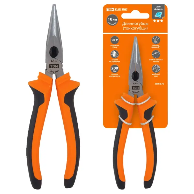 Длинногубцы TDM ELECTRIC Алмаз SQ1011-0204 Длинногубцы TDM ELECTRIC Алмаз SQ1011-0204