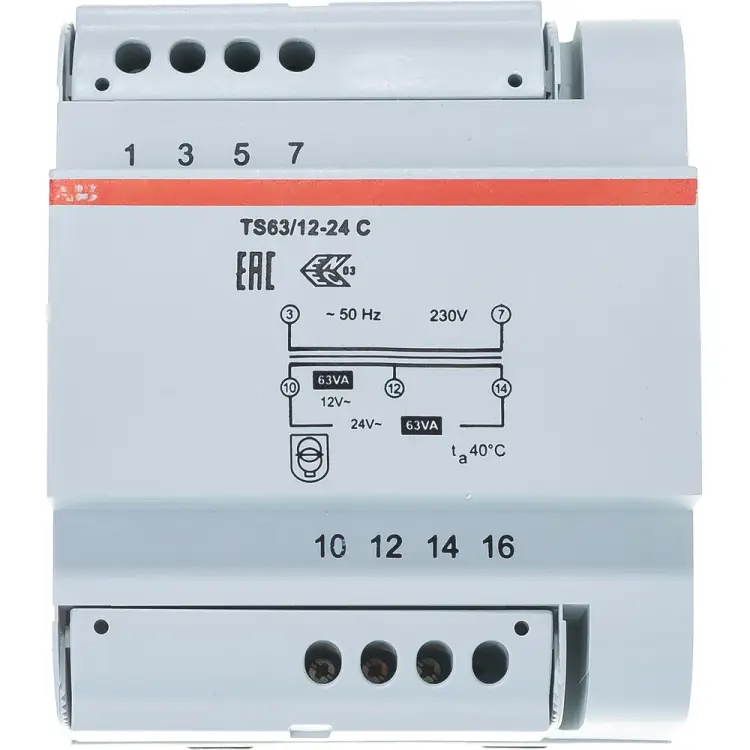 Разделительный трансформатор безопасности ABB TS63/12-24C 2CSM631043R0811
