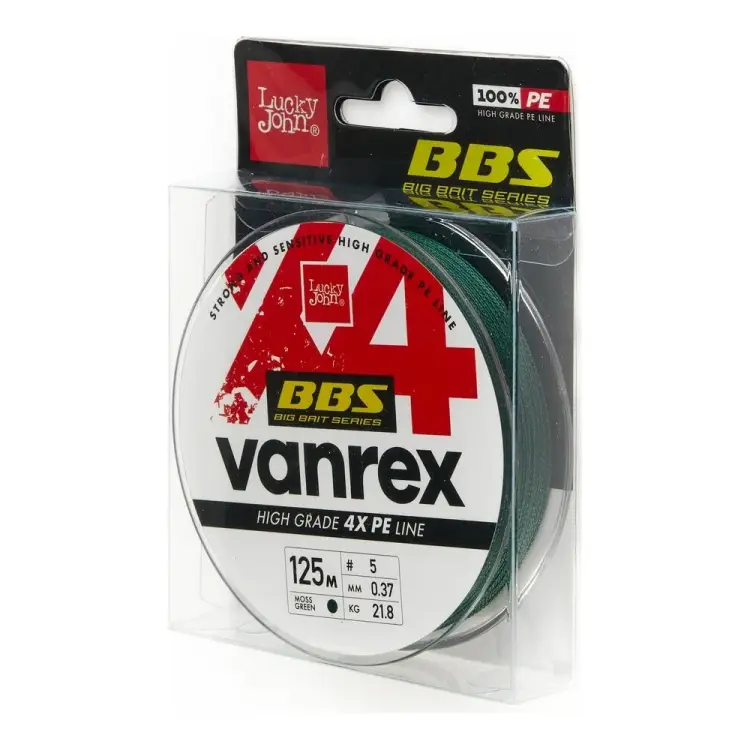 Плетеная леска Lucky John Vanrex BBS х4 BRAID Moss Green 125/037 LJ4114-037