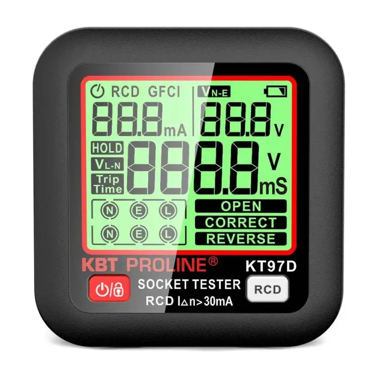 Тестер розеток и УЗО КВТ КТ 97D серия PROLINE 91921