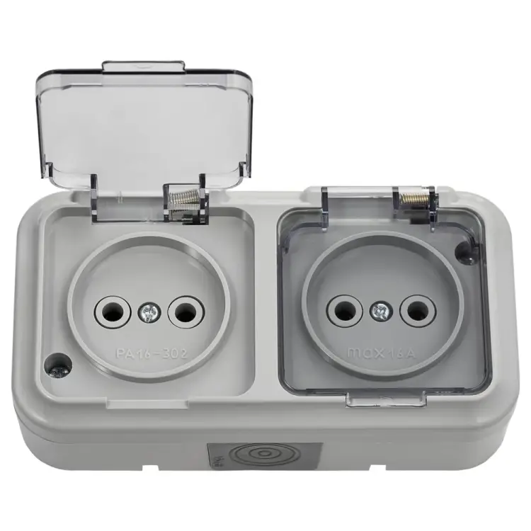 Двухместная розетка BYLECTRICA ПРАЛЕСКА АКВА РА16-302 02