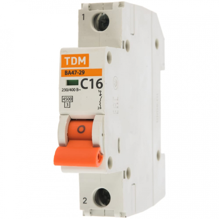 Автомат TDM ВА47-29 1Р, 16 А, 4,5 кА, С
