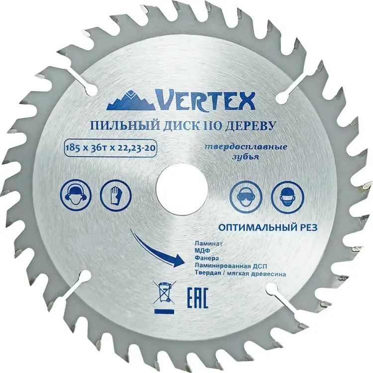 Пильный диск по дереву vertextools 185-36-22 Пильный диск по дереву vertextools 185-36-22