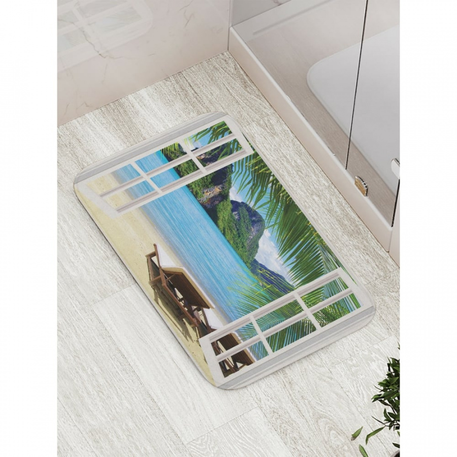 Противоскользящий коврик для ванной, сауны, бассейна JOYARTY Пляжное окно