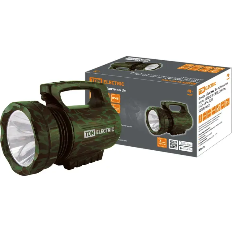 Аккумуляторный фонарь TDM ELECTRIC Тактика 3 SQ0350-0052