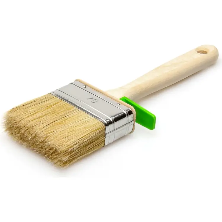 Плоская кисть для работ с дисперсионными, водоотталкивающими и фасадными красками, натуральная щетина, 70x25мм дер Лазурный берег КП-7025 221070