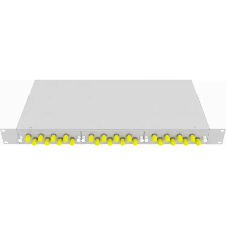 Укомплектованный многомодовый стоечный оптический кросс TopLan КРС-Top-1U-24ST/U-OM2-GY