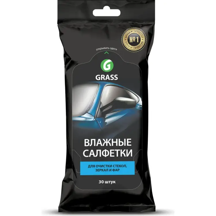 Влажные салфетки для очистки стекол, зеркал и фар Grass IT-0313