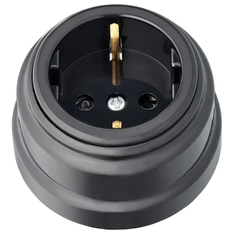 Одноместная розетка BYLECTRICA РЕТРО РА16-0206 черный