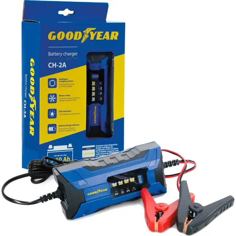 Электронное зарядное устройство для свинцово-кислотных аккумуляторов Goodyear CH-2A GY003000 Электронное зарядное устройство для свинцово-кислотных аккумуляторов Goodyear CH-2A GY003000