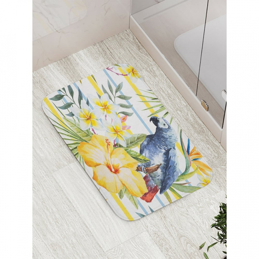 Противоскользящий коврик для ванной, сауны, бассейна JOYARTY Попугай в цветах