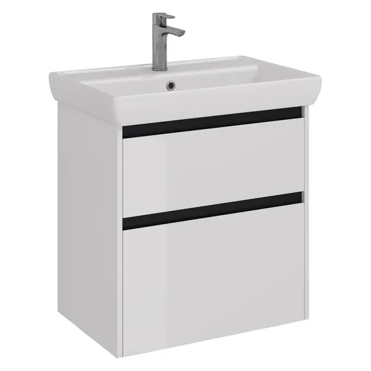 Тумба Lemark COMBI 70 см под 1 раковину, подвесная/напольная, 2 ящика, цвет планки: Чёрный, цвет корпуса, фасада: LM03C70T-black Тумба Lemark COMBI 70 см под 1 раковину, подвесная/напольная, 2 ящика, цвет планки: Чёрный, цвет корпуса, фасада: LM03C70T-black