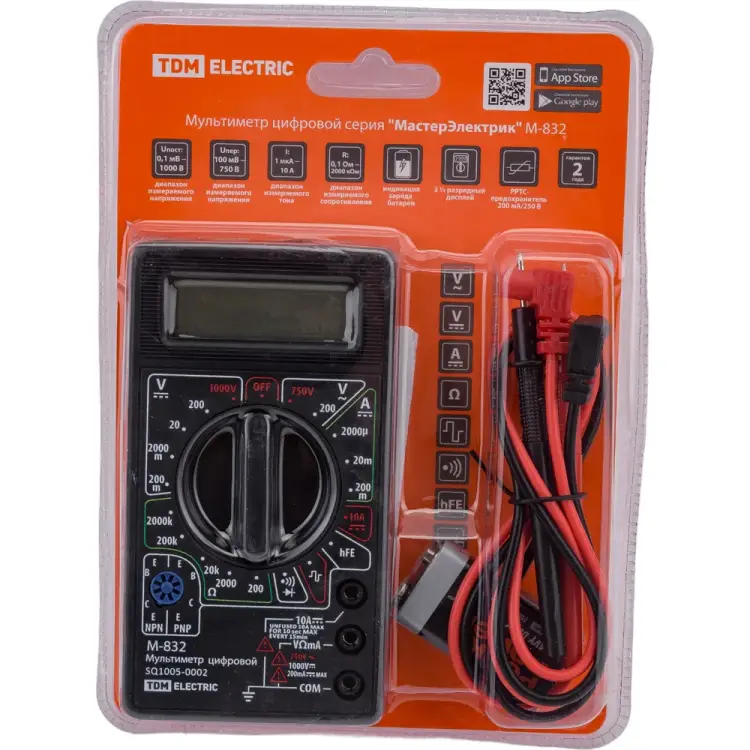 Цифровой мультиметр TDM МастерЭлектрик М-832 SQ1005-0002