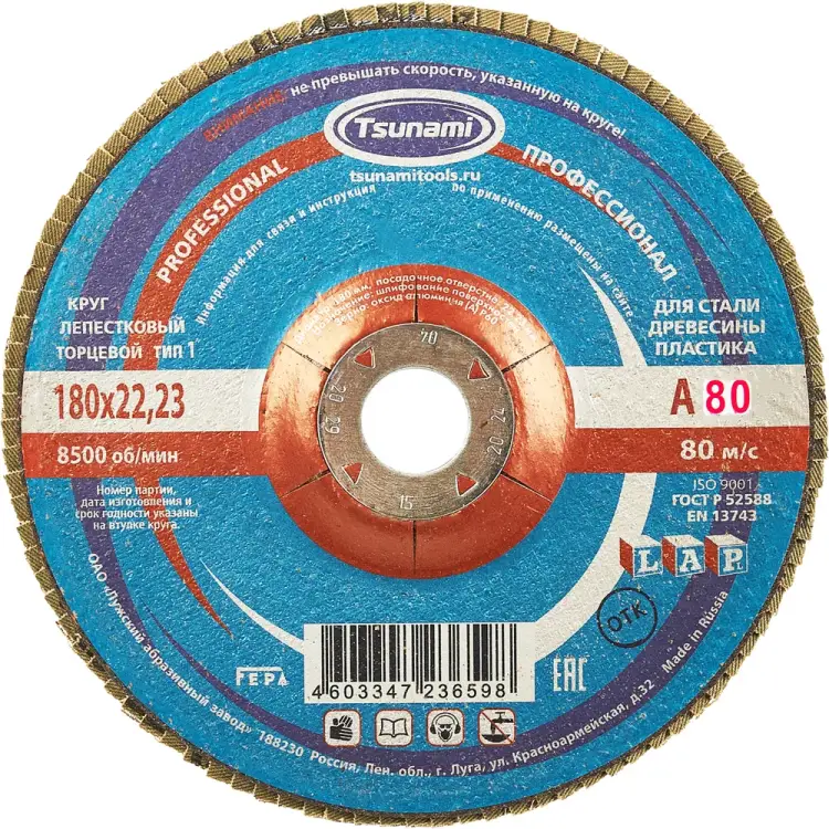 Лепестковый круг Tsunami КЛТ1 PROF D96100000P18080 Лепестковый круг Tsunami КЛТ1 PROF D96100000P18080