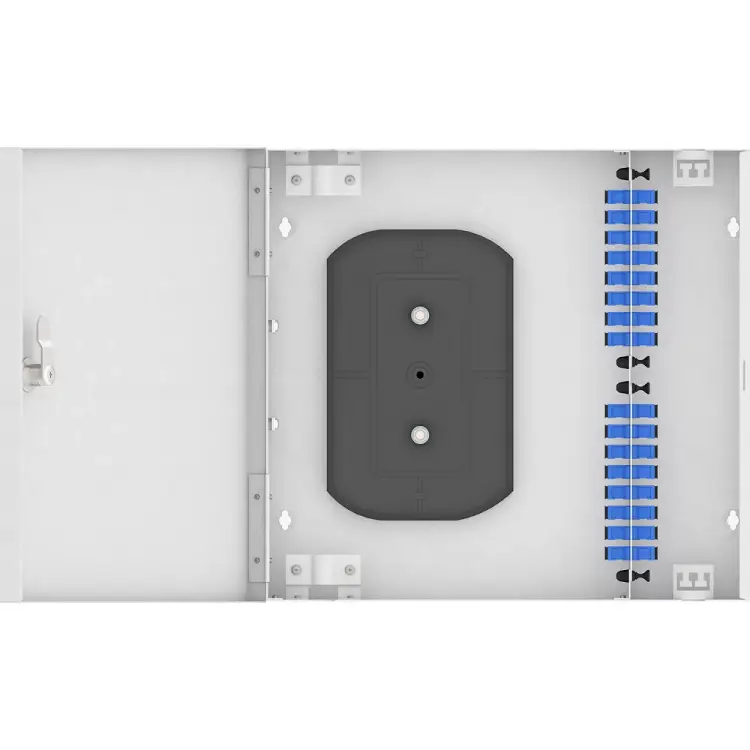 Настенный одномодовый укомплектованный оптический кросс TopLan КРН-Top-16SC/U-OS2-GY