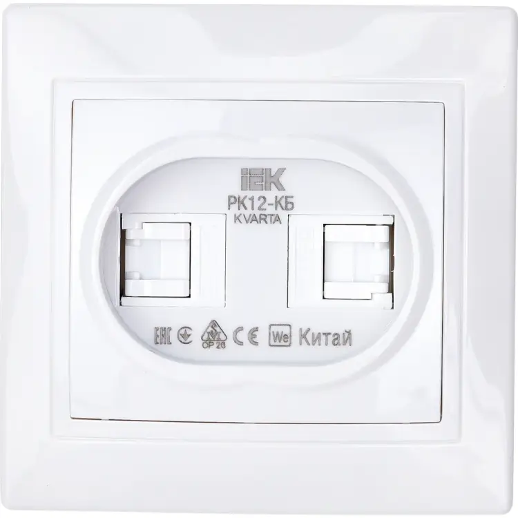 Двухместная компьютерная розетка IEK KVARTA РК12-КБ KV-K20-K01