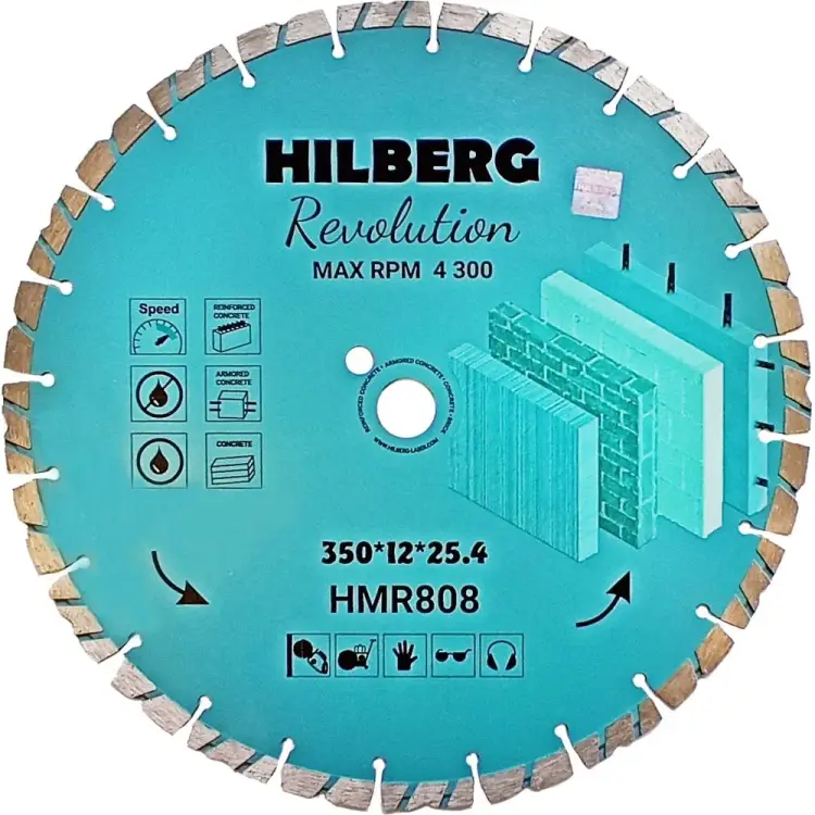 Отрезной диск алмазный Hilberg Revolution 350х25.4х12 мм HMR808