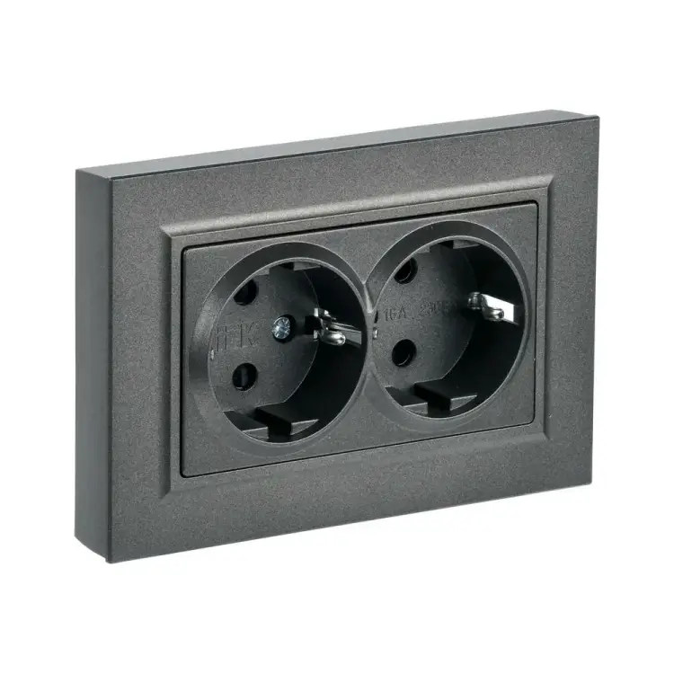 Двухместная розетка IEK Brite рсш12-3-бртб BR-R24-16-K45-F